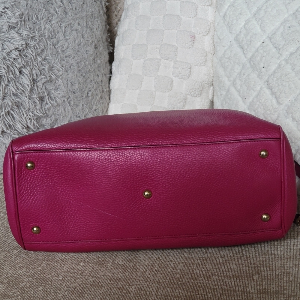 GUCCI Pebbled Calfskin M Bamboo Tote Bright Bougainvillea..Authentic!! Like New. - Picture 5 of 16